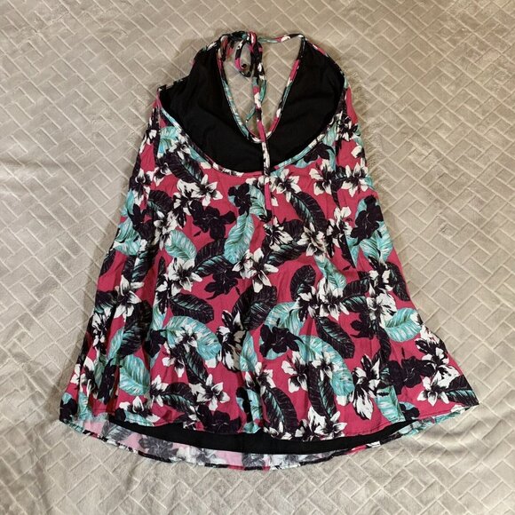 NBD Womens XS Dress Short Mini Halter Tunic Top Lined Pink Floral Palm Print - Picture 10 of 11